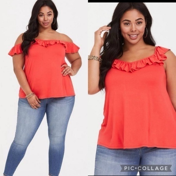 Torrid Super Soft V-Neck Ruffle Tank - Picture 1 of 8